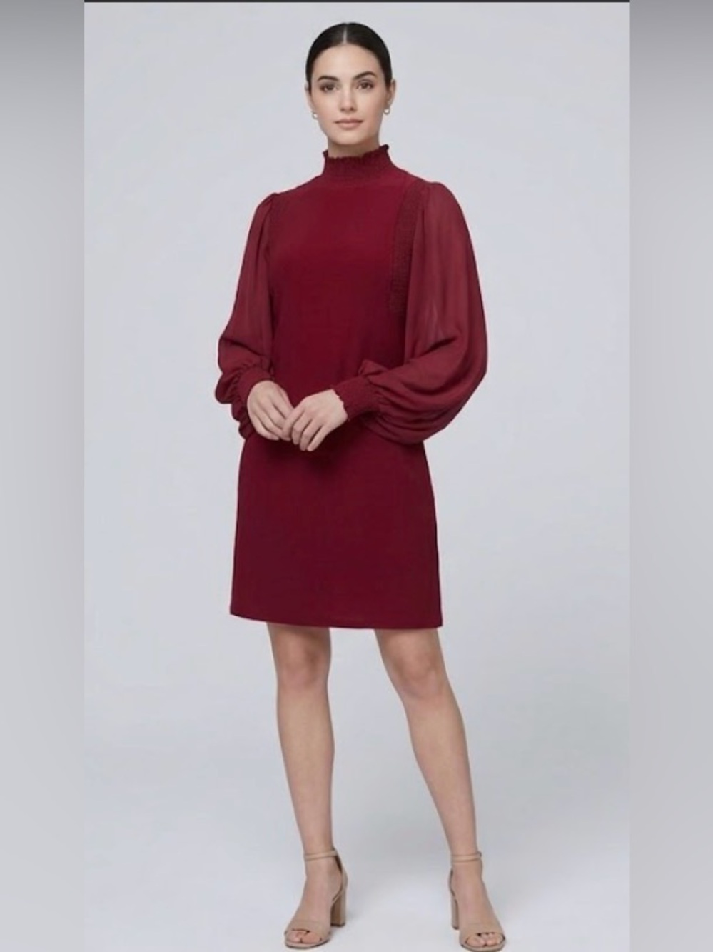 Sangria Sheer Sleeve Shift Dress